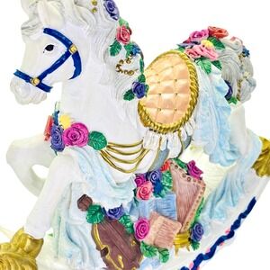 Vintage World Bazaars‎ Inc. Rose Covered Musical Rocking Horse Elegant